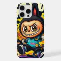 Monstre de graffiti Personnage labubu en skateboar