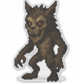 monstre de loup-garou hanté pixel art autocollant  (Devant)