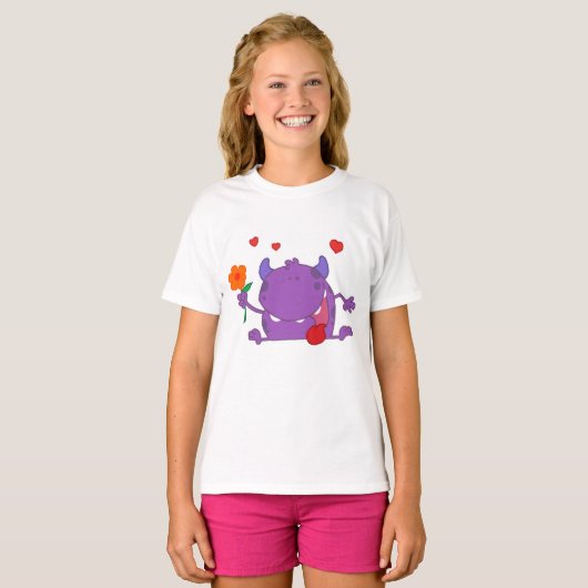 Monstre Violet En T-shirt Filles Amoureuses (Devant entier)
