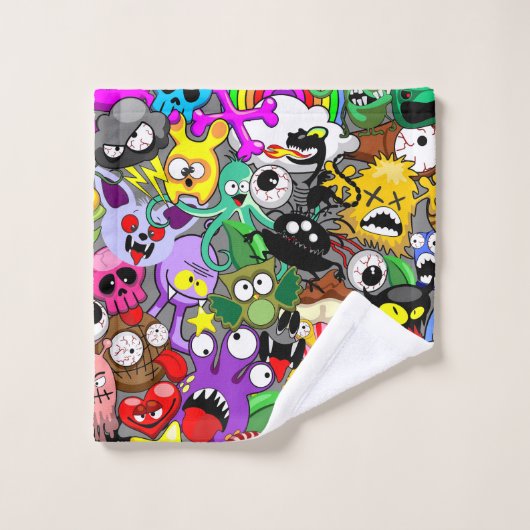 Monstres caractères mignons Motif d'Halloween (Gant de toilette)