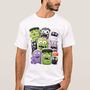 Monstres de caricature mignonne T-shirt Halloween