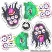 Monstres d'Halloween effrayants autocollants en vi (Devant)