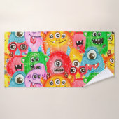 Monstres Drôle, Aquarelle Motif sans couture. (Serviette de bain)
