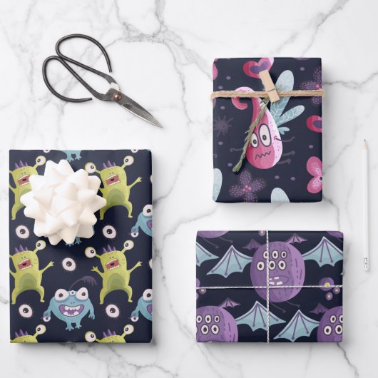 Monstres enveloppant des feuilles de papier (Recto)