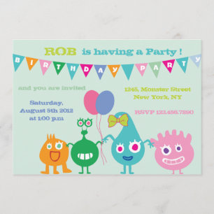 Monstres heureux - invitations de fête