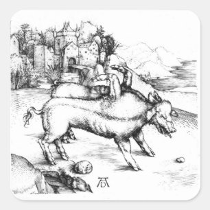 Monstro Pig Vierkante Sticker