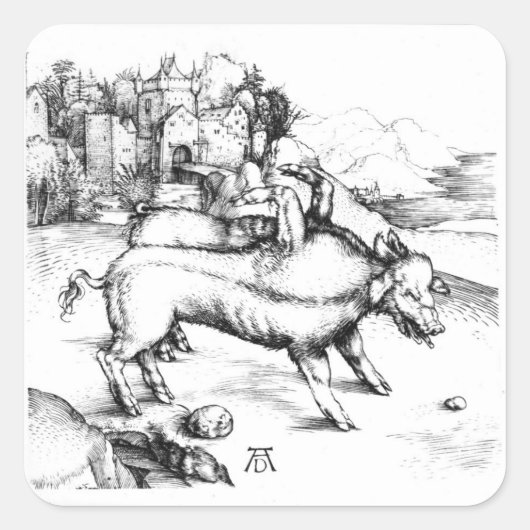 Monstro Pig Vierkante Sticker (Voorkant)