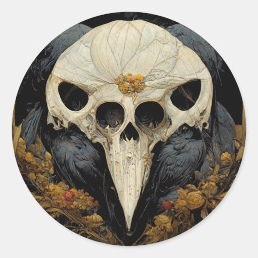 Monstro Raven Horror Gothic Gothic Ronde Sticker (Voorkant)