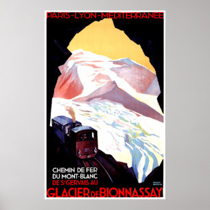 Mont Blanc, berg-Frankrijk, treinverkeer Poster