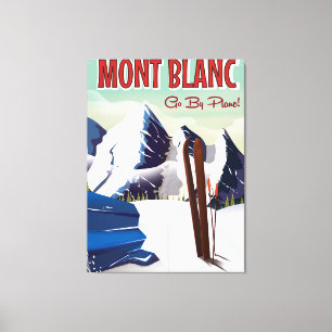 Mont Blanc skiposter Canvas Afdruk