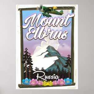 Mont Elbrus, affiche de voyage russe