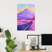 Mont Fuji Art mural Vaporwave Synthwave Japon (Bureau à domicile)