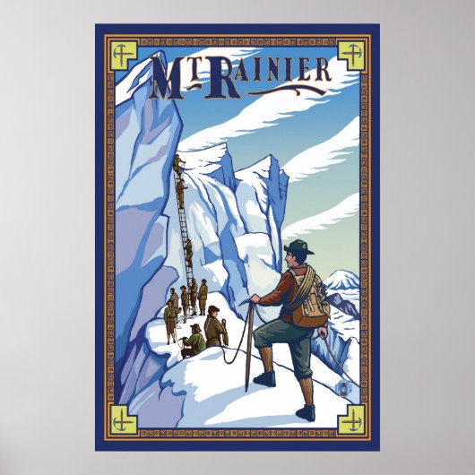Mont Rainier - Escalade de glace - Affiche de voya (Devant)