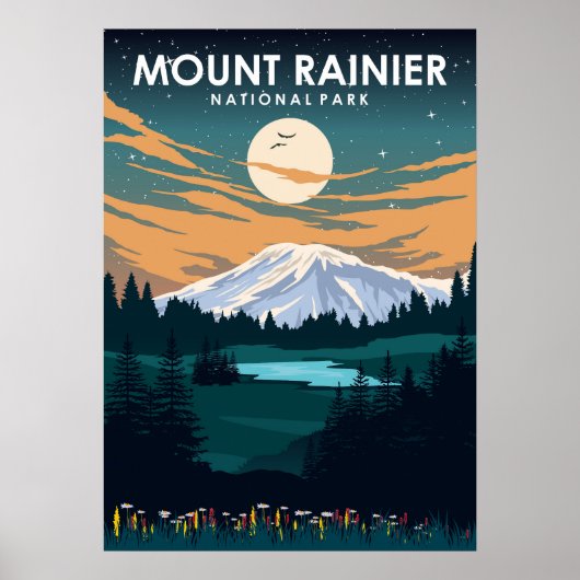 Mont Rainier National Park Vintage Travel Poster (Devant)