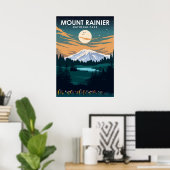 Mont Rainier National Park Vintage Travel Poster (Bureau à domicile)