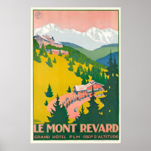 Mont Revand Skien Alpen Frankrijk Vintage Reizen Poster