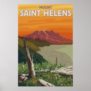 Mont Saint Helens - Spirit Lake - affiche de voyag