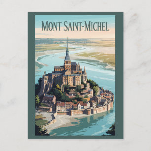 Mont-Saint-Michel Frankrijk Illustratie Reis Kunst Briefkaart