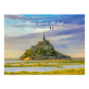 Mont-Saint-Michel, Frankrijk - Middeleeuwse Abdij Foto Afdruk