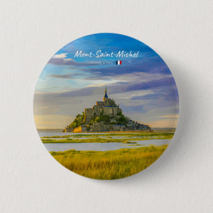 Mont-Saint-Michel, Frankrijk - Middeleeuwse Abdij Ronde Button 5,7 Cm