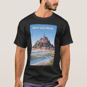 Mont Saint Michel Illustratie Reis Kunst Vintage T-shirt