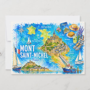 Mont Saint-Michel Normandie Aquarelle Carte posta