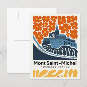 Mont Saint Michel Normandië Frankrijk reizen bloem Briefkaart