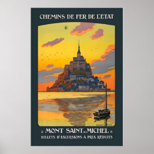 Mont-Saint-Michel Normandië Frankrijk Vintage Reiz Poster