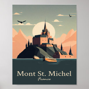 Mont St Michel Art minimaliste Poster vintage