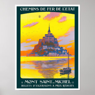 Mont St Michel France Vintage Travel Poster