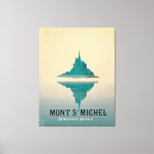 mont st michel vintage Travel poster Canvas Afdruk