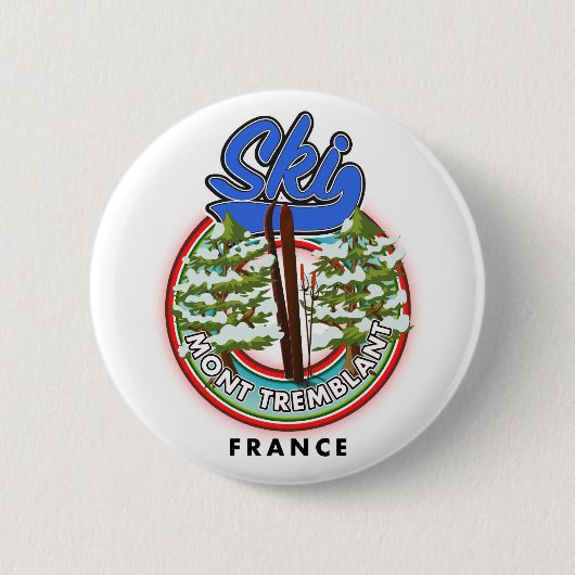 Mont Tremblant France skiposter Ronde Button 5,7 Cm (Voorkant)