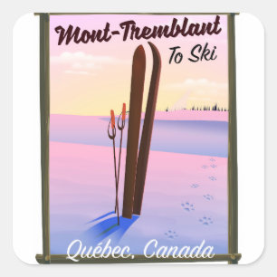 Mont-Tremblant Québec Ski poster. Vierkante Sticker