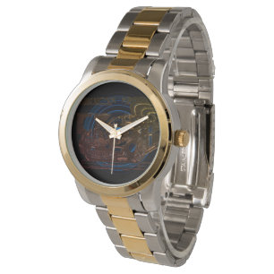 Montage-inkttekening - sportwagen in het middelpun horloge