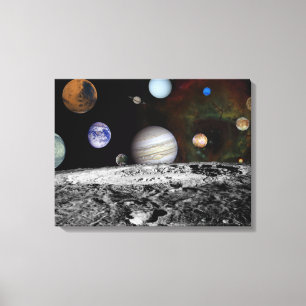 Montage van de planeten en de manen van Jupiter Canvas Afdruk