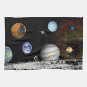 Montage van foto's van het zonnestelsel, Voyager, Theedoek