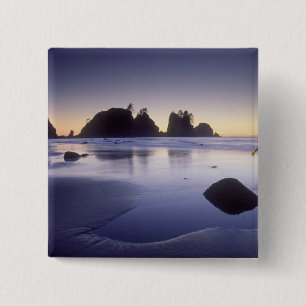 Montage van man die kajak draagt, ShiShi Beach, Vierkante Button 5,1 Cm