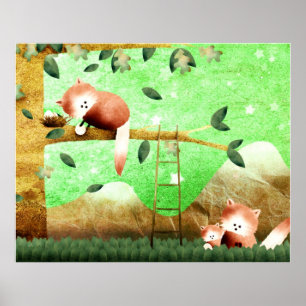 Montagne de Panda Rouge - affiche