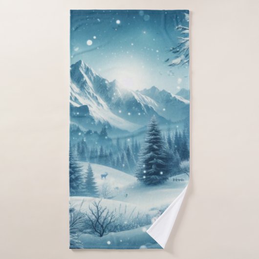 Montagne d'hiver de neige (Serviette de bain)