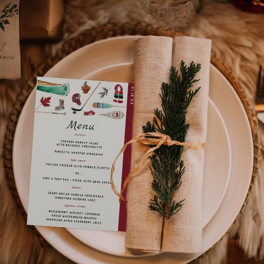 Montagne d'hiver rustique | Menu Mariage du campin