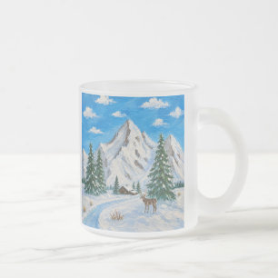 Montagne enneigée Mug en verre givré