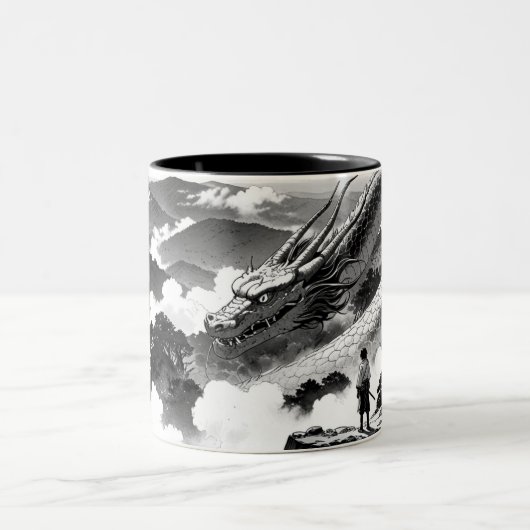Montagne et Mug de dragon d'encre (Centre)