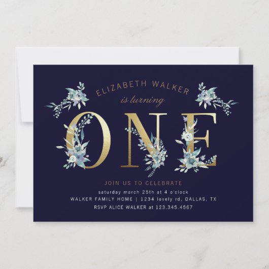 montagne été floral première invitation anniversai (Devant)