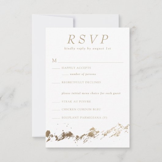 Montagnes Abstraites Carte RSVP de mariage blanc e (Devant)