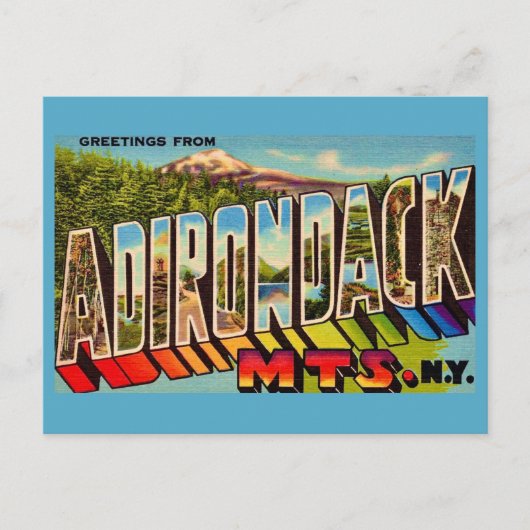 Montagnes Adirondack Carte Postale Vintage (Devant)