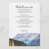 Montagnes Aquarelle Mariage Programme de Bienvenue (Devant)