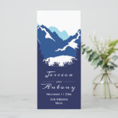 Montagnes bleues et conifères Carte menu mariage (Debout devant)