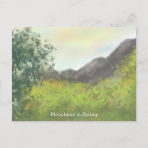 Montagnes dans la carte postale du printemps