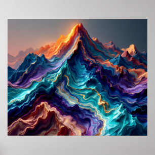 Montagnes de Marble Flow – Affiches d'art abstrait