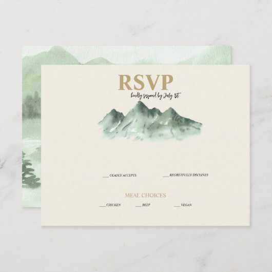 Montagnes de mariage RSVP (Devant / Derrière)